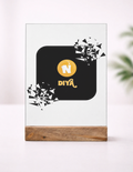 Acrylic Photo Frame with Stand | 5x7 Inch | Acrylic & Wood | UV Printed Tabletop Display | Universal | Personalized | Bold Graphic | Abstract Design | Everyday | Expressive | The Golden N - front_1 - mockup 2