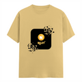 Female Classic Crew T-Shirt | Regular Fit | 180 GSM Bio-Washed Cotton Blend | Pre-Shrunk, Double-Stitched | Women | Personalized | Bold Graphic | Abstract Design | Everyday | Expressive | The Golden N - front - Beige - mockup 1