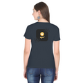 Female Classic Crew T-Shirt | Regular Fit | 180 GSM Bio-Washed Cotton Blend | Pre-Shrunk, Double-Stitched | Women | Personalized | Bold Graphic | Abstract Design | Everyday | Expressive | The Golden N - back - Navy Blue - mockup 2