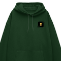 Oversized Hoodie | Relaxed Fit Unisex | 400 GSM Cotton Blend | Pre-Shrunk Warmth & Comfort | Adults | Personalized | Bold Graphic | Abstract Design | Everyday | Expressive | The Golden N - left pocket - Bottle Green - mockup 3