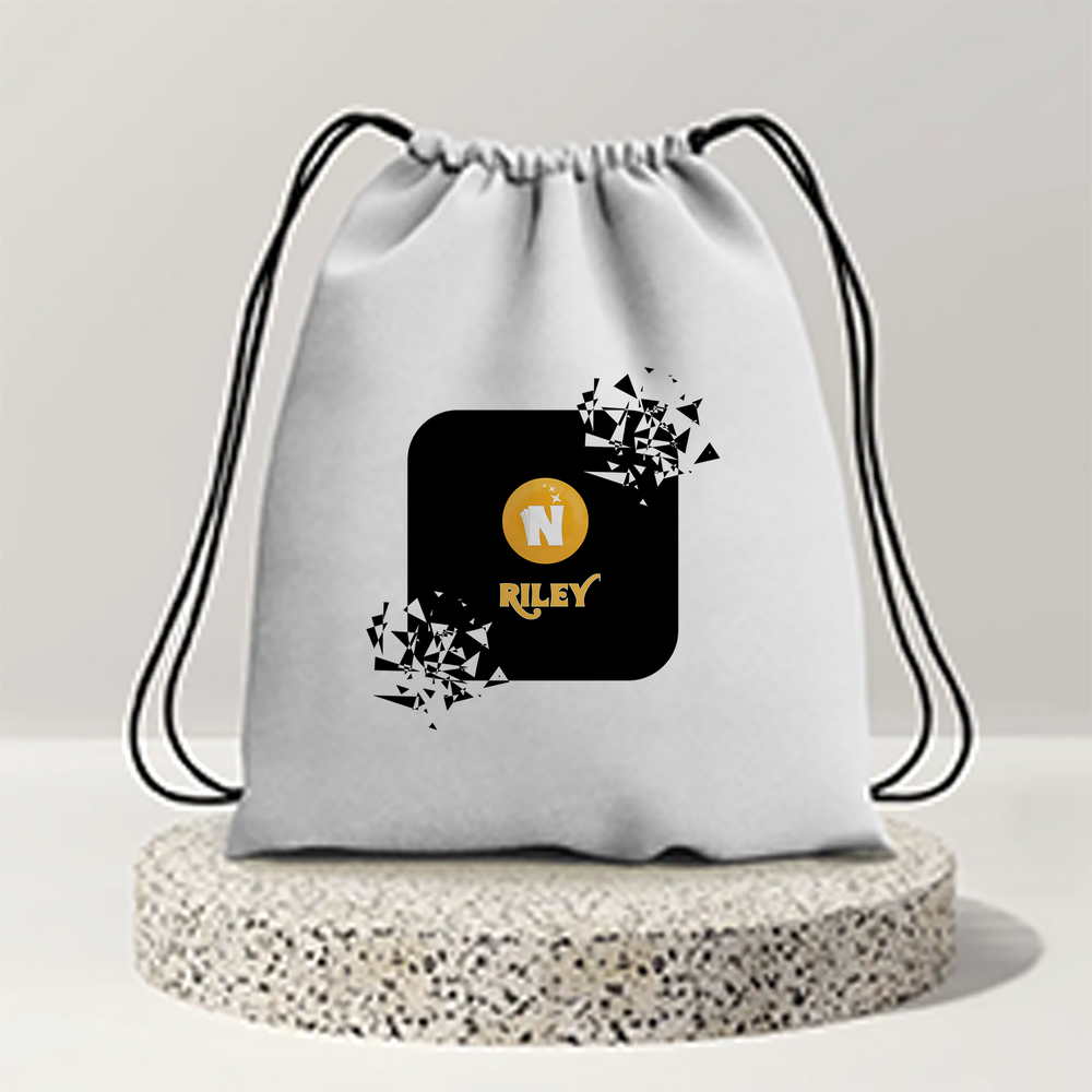 Drawstring Bag | 280 GSM | Durable Cotton | Secure Closure | Unisex | Personalized | Bold Graphic | Abstract Design | Everyday | Expressive | The Golden N - front - mockup 1