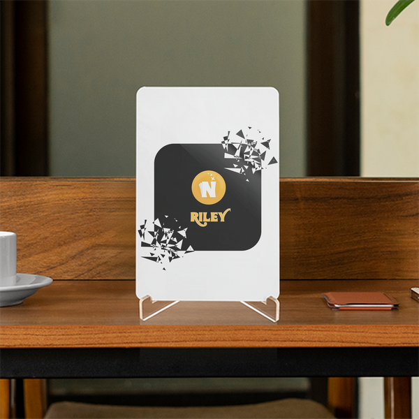 Acrylic Display Stand | 4x6 Inch | Clear Acrylic | Tabletop Display | Unisex | Personalized | Bold Graphic | Abstract Design | Everyday | Expressive | The Golden N