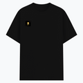 Basic T-Shirt | Unisex Fit XS-2XL | 180 GSM Poly-Cotton Blend | Soft Finish, Durable | Adults | Personalized | Bold Graphic | Abstract Design | Everyday | Expressive | The Golden N - right pocket - Black - mockup 4