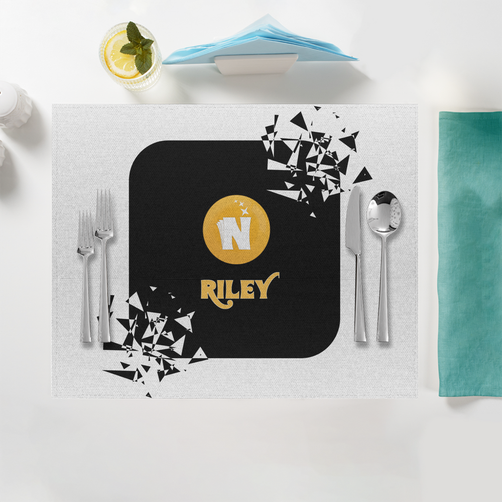 Placemat | Standard Dining | 100% Polyester | Durable, Fade-Proof, Soft | Unisex | Personalized | Bold Graphic | Abstract Design | Everyday | Expressive | The Golden N - front - White - mockup 1