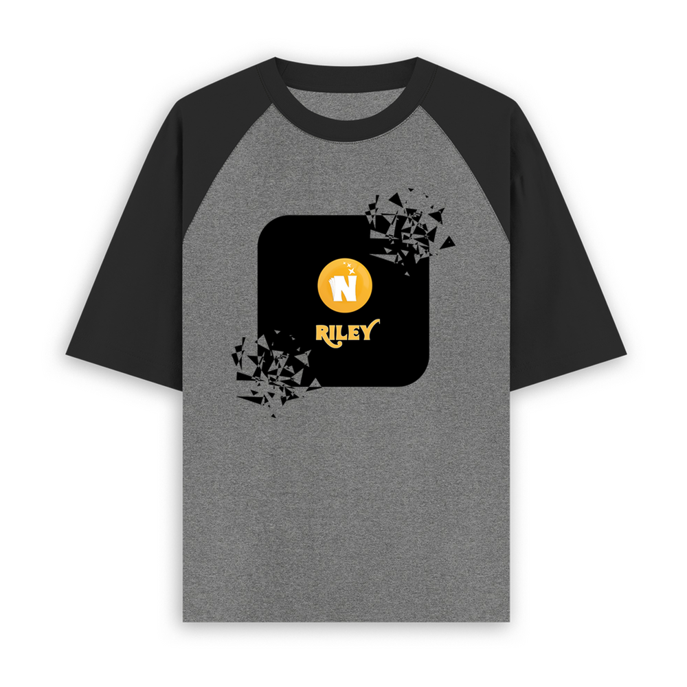 Unisex Oversized Raglan T-Shirt | Relaxed Fit | 180 GSM Bio-Washed Cotton | Two-Tone Design | Soft Comfort | Personalized | Bold Graphic | Abstract Design | Everyday | Expressive | The Golden N - front - mockup 1