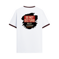 Ringer T-Shirt | Unisex Fit | 100% Cotton | Bio-Washed, Pre-Shrunk, Rib Neck | Adults | Personalized | Typography | Humor | Everyday | Humorous | Married Life, No Peace - back - Maroon off white - mockup 2
