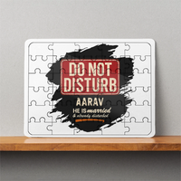 MDF Wooden Puzzle | 6x8 Inch 30 Pieces | Glossy Finish | Durable, Waterproof | Kids & Adults | Personalized | Typography | Humor | Everyday | Humorous | Married Life, No Peace