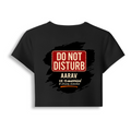 Female Baby Tee | Cropped Fit | Cotton Spandex Blend | Stretchy & Breathable | Women | Personalized | Typography | Humor | Everyday | Humorous | Married Life, No Peace - back - Black - mockup 2