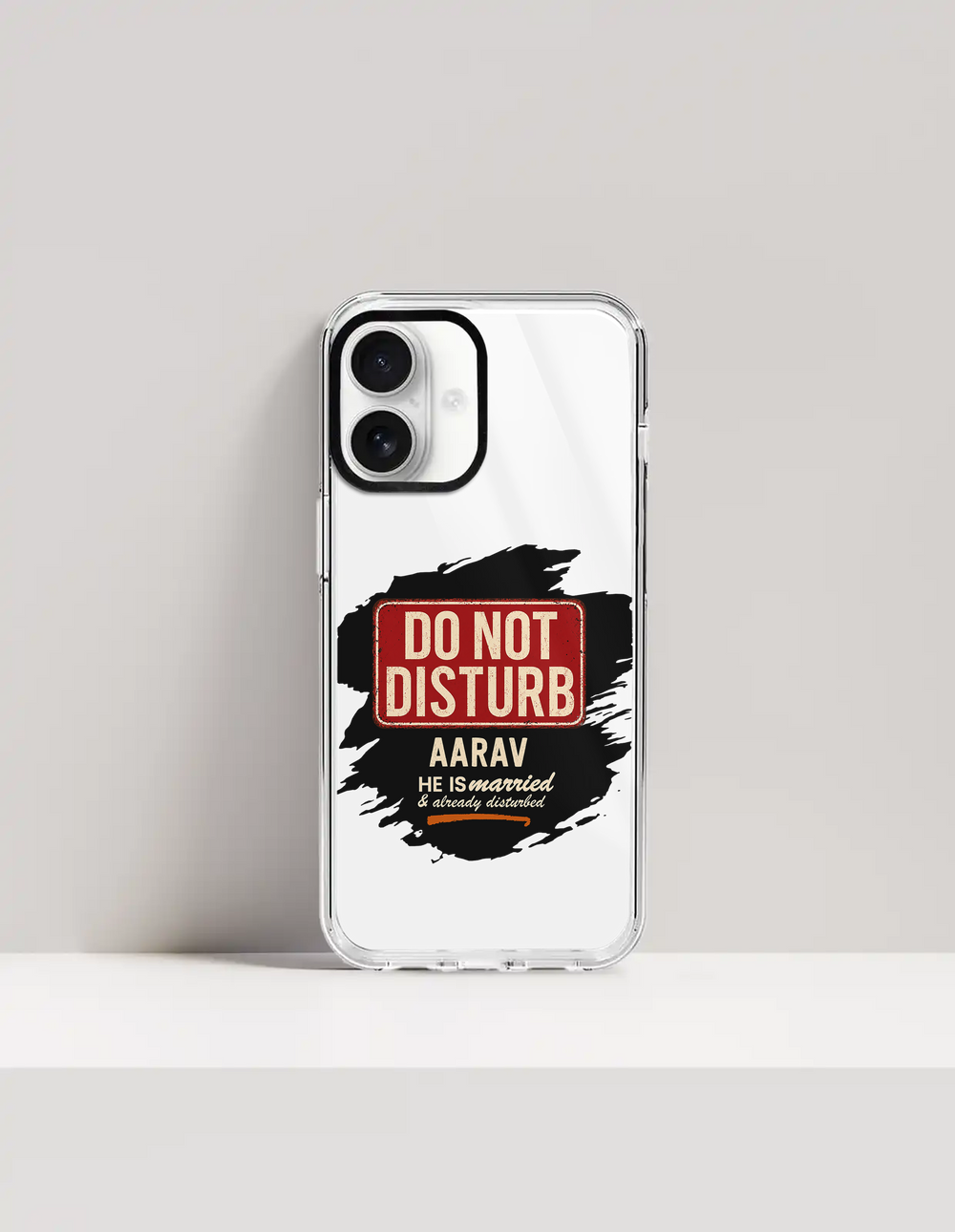 iPhone Glass Case | For Various iPhone Models | Tempered Glass & TPU | Hybrid Protection, Wireless Charging | Unisex | Personalized | Typography | Humor | Everyday | Humorous | Married Life, No Peace - front_16 - 16 - mockup 4
