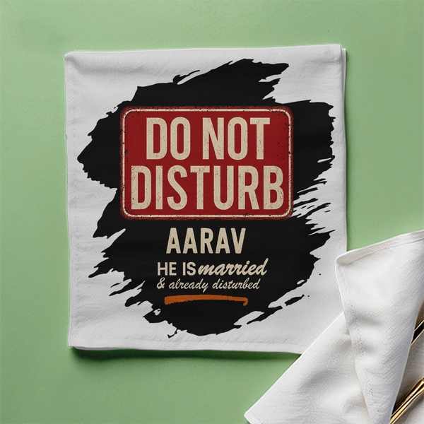 Cloth Napkin | Standard Dining Size | 100% Polyester | Soft, Durable, Hemmed | Unisex | Personalized | Typography | Humor | Everyday | Humorous | Married Life, No Peace