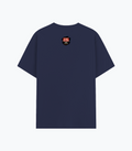 Basic T-Shirt | Unisex Fit XS-2XL | 180 GSM Poly-Cotton Blend | Soft Finish, Durable | Adults | Personalized | Typography | Humor | Everyday | Humorous | Married Life, No Peace - back - Navy Blue - mockup 2