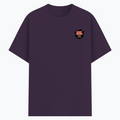 Basic T-Shirt | Unisex Fit XS-2XL | 180 GSM Poly-Cotton Blend | Soft Finish, Durable | Adults | Personalized | Typography | Humor | Everyday | Humorous | Married Life, No Peace - left pocket - Purple melange - mockup 3
