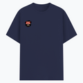 Basic T-Shirt | Unisex Fit XS-2XL | 180 GSM Poly-Cotton Blend | Soft Finish, Durable | Adults | Personalized | Typography | Humor | Everyday | Humorous | Married Life, No Peace - right pocket - Navy Blue - mockup 4