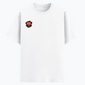 Basic T-Shirt | Unisex Fit XS-2XL | 180 GSM Poly-Cotton Blend | Soft Finish, Durable | Adults | Personalized | Typography | Humor | Everyday | Humorous | Married Life, No Peace - right pocket - White - mockup 4
