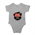 Baby Romper | 0-12 Months | 180 GSM Bio-Washed Cotton | Double-Stitched, Pre-Shrunk | Unisex | Personalized | Typography | Humor | Everyday | Humorous | Married Life, No Peace - front - Grey Melange - mockup 1