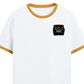 Ringer T-Shirt | Unisex Fit | 100% Cotton | Bio-Washed, Pre-Shrunk, Rib Neck | Adults | Personalized | Typography | Hand Gestures | Self-expression | Everyday | Humorous | Humorous K-pop - left pocket - Mustard yellow off white - mockup 3