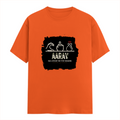 Male Classic Crew T-Shirt | Men's Regular Fit | 180 GSM Bio-Washed Cotton | Pre-Shrunk, Double-Stitched | Personalized | Typography | Hand Gestures | Self-expression | Everyday | Humorous | Humorous K-pop - front - Orange - mockup 1