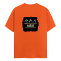 Male Classic Crew T-Shirt | Men's Regular Fit | 180 GSM Bio-Washed Cotton | Pre-Shrunk, Double-Stitched | Personalized | Typography | Hand Gestures | Self-expression | Everyday | Humorous | Humorous K-pop - back - Orange - mockup 2