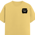 Female Classic Crew T-Shirt | Regular Fit | 180 GSM Bio-Washed Cotton Blend | Pre-Shrunk, Double-Stitched | Women | Personalized | Typography | Hand Gestures | Self-expression | Everyday | Humorous | Humorous K-pop - left pocket - Yellow - mockup 3