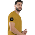 Female Classic Crew T-Shirt | Regular Fit | 180 GSM Bio-Washed Cotton Blend | Pre-Shrunk, Double-Stitched | Women | Personalized | Typography | Hand Gestures | Self-expression | Everyday | Humorous | Humorous K-pop - right sleeve - Mustard Yellow - mockup 6
