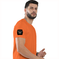 Female Classic Crew T-Shirt | Regular Fit | 180 GSM Bio-Washed Cotton Blend | Pre-Shrunk, Double-Stitched | Women | Personalized | Typography | Hand Gestures | Self-expression | Everyday | Humorous | Humorous K-pop - right sleeve - Orange - mockup 6