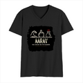 Men's V-Neck T-Shirt | Regular Fit | 180 GSM Bio-Washed Cotton | Durable Double-Stitched Seams | Everyday Wear | Personalized | Typography | Hand Gestures | Self-expression | Everyday | Humorous | Humorous K-pop - front - Black - mockup 1