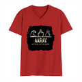 Men's V-Neck T-Shirt | Regular Fit | 180 GSM Bio-Washed Cotton | Durable Double-Stitched Seams | Everyday Wear | Personalized | Typography | Hand Gestures | Self-expression | Everyday | Humorous | Humorous K-pop - front - Red - mockup 1