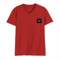 Men's V-Neck T-Shirt | Regular Fit | 180 GSM Bio-Washed Cotton | Durable Double-Stitched Seams | Everyday Wear | Personalized | Typography | Hand Gestures | Self-expression | Everyday | Humorous | Humorous K-pop - left pocket - Red - mockup 3