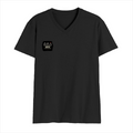 Men's V-Neck T-Shirt | Regular Fit | 180 GSM Bio-Washed Cotton | Durable Double-Stitched Seams | Everyday Wear | Personalized | Typography | Hand Gestures | Self-expression | Everyday | Humorous | Humorous K-pop - right pocket - Black - mockup 4