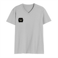 Men's V-Neck T-Shirt | Regular Fit | 180 GSM Bio-Washed Cotton | Durable Double-Stitched Seams | Everyday Wear | Personalized | Typography | Hand Gestures | Self-expression | Everyday | Humorous | Humorous K-pop - right pocket - Grey Melange - mockup 4