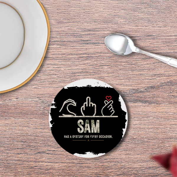 Coasters | 3mm MDF Board | Super Glossy Finish, Durable | Unisex | Personalized | Typography | Hand Gestures | Self-expression | Everyday | Humorous | Humorous K-pop
