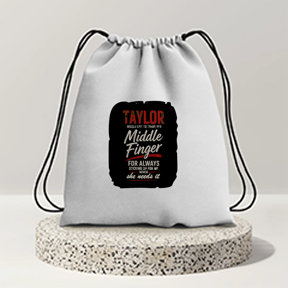 Drawstring Bag | 280 GSM | Durable Cotton | Secure Closure | Unisex | Personalized | Typography | Humor | Friendship | Everyday | Humorous - front - mockup 1