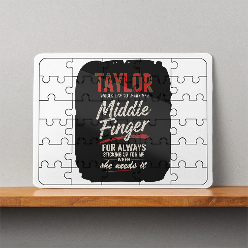 MDF Wooden Puzzle | 6x8 Inch 30 Pieces | Glossy Finish | Durable, Waterproof | Kids & Adults | Personalized | Typography | Humor | Friendship | Everyday | Humorous - front - White - mockup 1