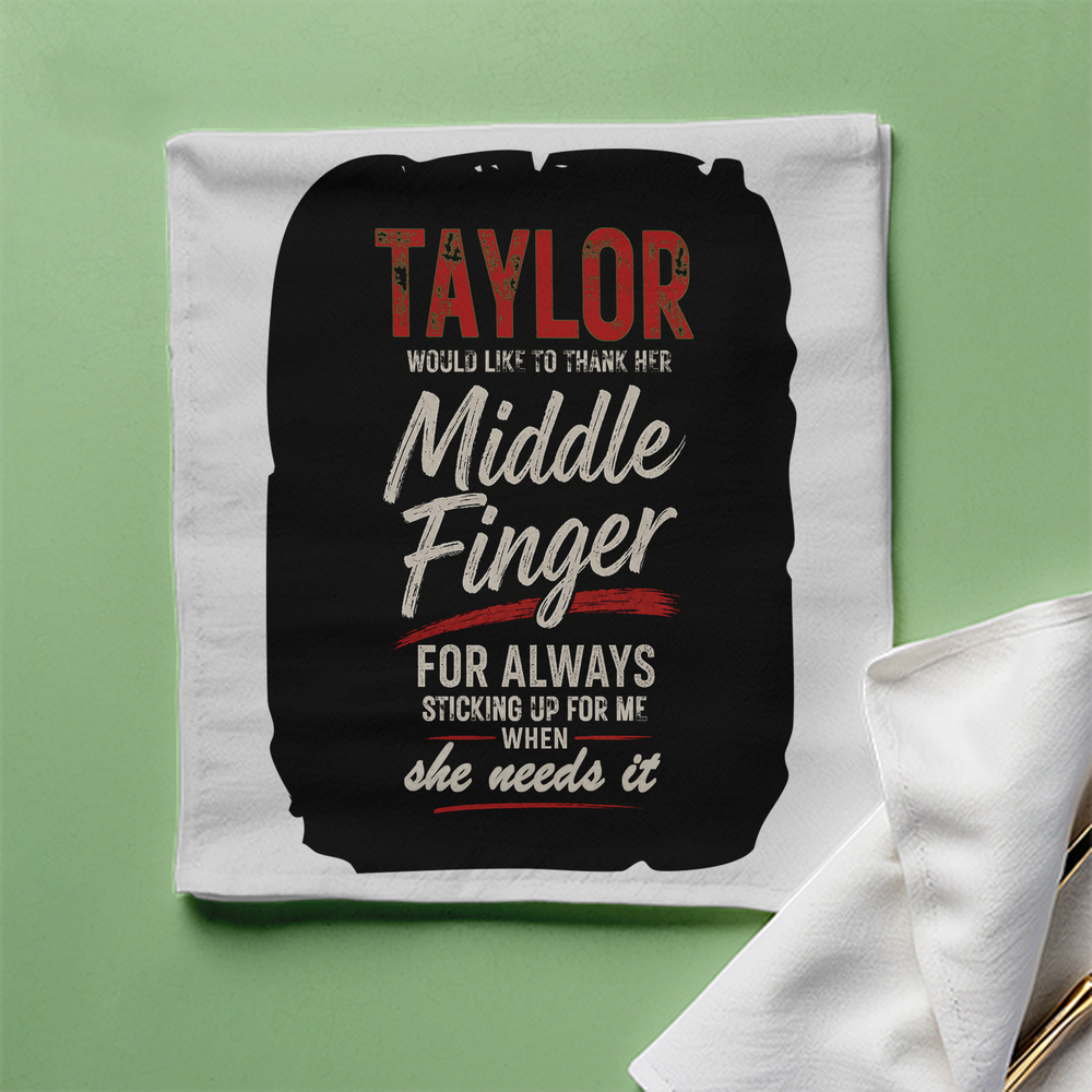 Cloth Napkin | Standard Dining Size | 100% Polyester | Soft, Durable, Hemmed | Unisex | Personalized | Typography | Humor | Friendship | Everyday | Humorous - front - White - mockup 1