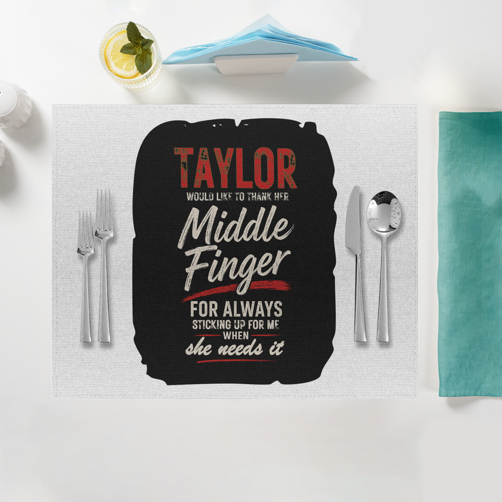 Placemat | Standard Dining | 100% Polyester | Durable, Fade-Proof, Soft | Unisex | Personalized | Typography | Humor | Friendship | Everyday | Humorous - front - White - mockup 1