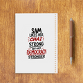 Sketchbook | A5 Size | 140 GSM Paper | Spiral Bound | Unisex | Personalized | Typography | Democracy | Strength | Self-purchase | Assertive - back - White - mockup 2