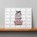 MDF Wooden Puzzle | 6x8 Inch 30 Pieces | Glossy Finish | Durable, Waterproof | Kids & Adults | Personalized | Typography | Democracy | Strength | Self-purchase | Assertive - front - White - mockup 1
