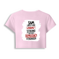 Female Baby Tee | Cropped Fit | Cotton Spandex Blend | Stretchy & Breathable | Women | Personalized | Typography | Democracy | Strength | Self-purchase | Assertive - back - Light Baby Pink - mockup 2