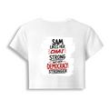 Female Baby Tee | Cropped Fit | Cotton Spandex Blend | Stretchy & Breathable | Women | Personalized | Typography | Democracy | Strength | Self-purchase | Assertive - back - White - mockup 2