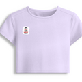 Female Baby Tee | Cropped Fit | Cotton Spandex Blend | Stretchy & Breathable | Women | Personalized | Typography | Democracy | Strength | Self-purchase | Assertive - right pocket - Lavender - mockup 4