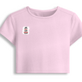 Female Baby Tee | Cropped Fit | Cotton Spandex Blend | Stretchy & Breathable | Women | Personalized | Typography | Democracy | Strength | Self-purchase | Assertive - right pocket - Light Baby Pink - mockup 4