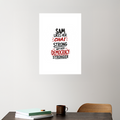 Acrylic Poster | Glossy 3mm Acrylic | Stick-On Wall Decor | Frameless | Unisex | Personalized | Typography | Democracy | Strength | Self-purchase | Assertive - front_5 - A3 Poster - White - mockup 5