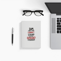 Notebook Journal | A5 Size | 300 GSM Cover, 70 GSM Eco-Friendly Pages | Soft Bound, Ruled/Unruled | Unisex | Personalized | Typography | Democracy | Strength | Self-purchase | Assertive