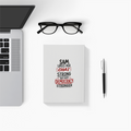 Notebook Journal | A5 Size | 300 GSM Cover, 70 GSM Eco-Friendly Pages | Soft Bound, Ruled/Unruled | Unisex | Personalized | Typography | Democracy | Strength | Self-purchase | Assertive - back - White - mockup 2