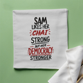 Cloth Napkin | Standard Dining Size | 100% Polyester | Soft, Durable, Hemmed | Unisex | Personalized | Typography | Democracy | Strength | Self-purchase | Assertive - front - White - mockup 1