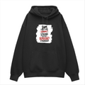 Oversized Hoodie | Relaxed Fit Unisex | 400 GSM Cotton Blend | Pre-Shrunk Warmth & Comfort | Adults | Personalized | Typography | Democracy | Strength | Self-purchase | Assertive - front - Black - mockup 1