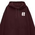 Oversized Hoodie | Relaxed Fit Unisex | 400 GSM Cotton Blend | Pre-Shrunk Warmth & Comfort | Adults | Personalized | Typography | Democracy | Strength | Self-purchase | Assertive - left pocket - Maroon - mockup 3