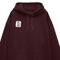 Oversized Hoodie | Relaxed Fit Unisex | 400 GSM Cotton Blend | Pre-Shrunk Warmth & Comfort | Adults | Personalized | Typography | Democracy | Strength | Self-purchase | Assertive - right pocket - Maroon - mockup 4