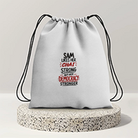 Drawstring Bag | 280 GSM | Durable Cotton | Secure Closure | Unisex | Personalized | Typography | Democracy | Strength | Self-purchase | Assertive