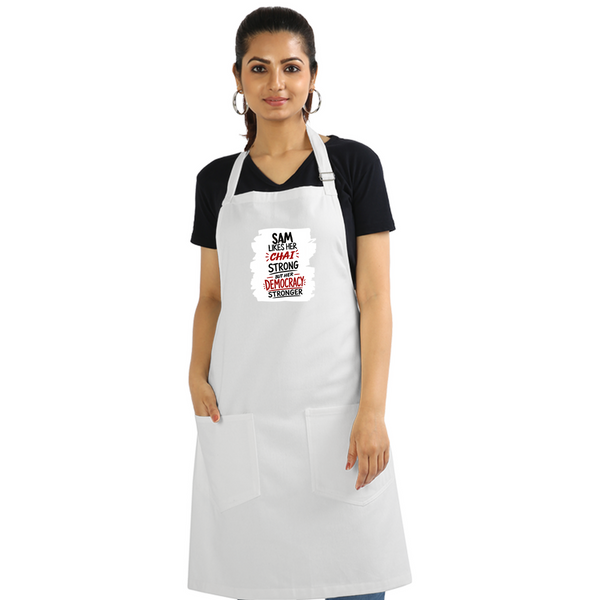 Apron | One Size Adjustable Fit | Cotton Drill Fabric | Two Pockets, Double-Stitched | Unisex Adults | Personalized | Typography | Democracy | Strength | Self-purchase | Assertive